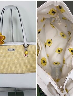 Kate Spade straw daisy lining tote